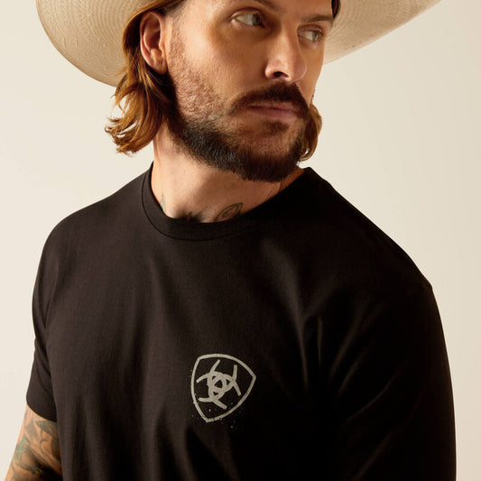 Ariat Mens  Cactus Flag SS T Shirt  Black 10051387