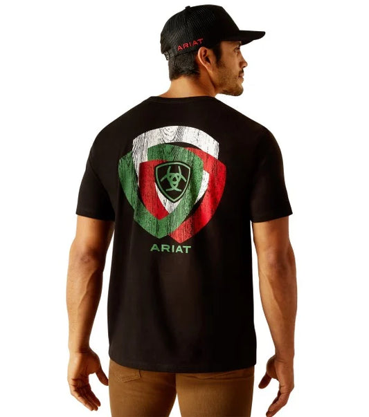 Ariat Mens Wooden Badges SS T Shirt Black 10051447