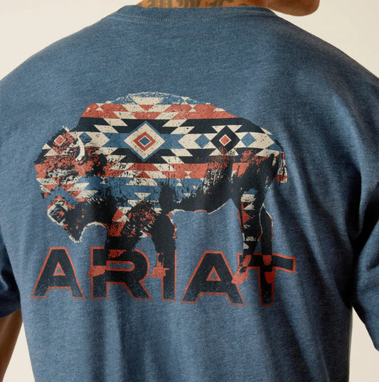Ariat Mens SW Bisson SS T Shirt Sailor Blue Heather 10051457