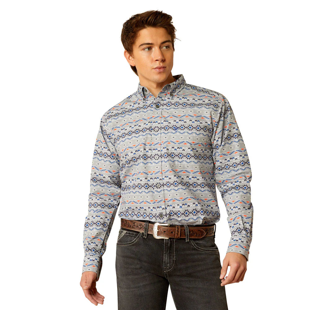Ariat Mens Fitted Richie FTD LS Shrt Grey 10051989