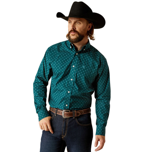 Ariat Mens Wrinkle-Free Gunnar LS Shrt Deep Teal 10052374