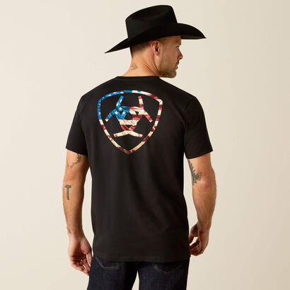 Ariat Mens Rugged American Shield SS T Shirt Black 10053993