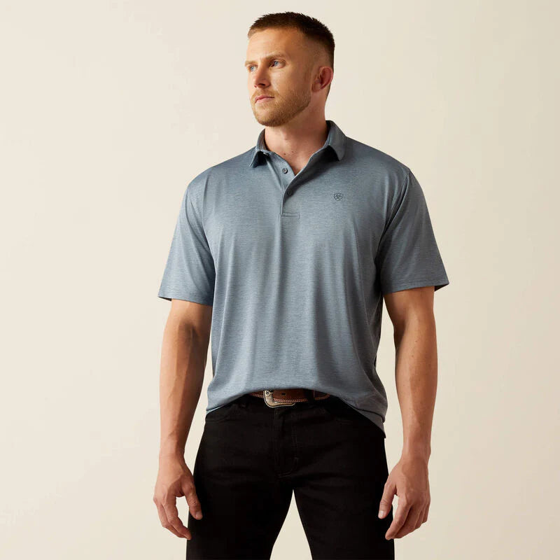 Ariat Mens Tek Charger 2.0 SS Polo Newsboy Blue 10055408