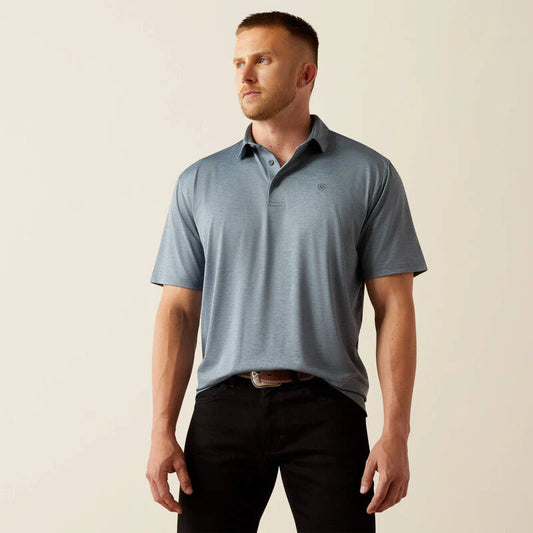 Ariat Mens Tek Charger 2.0 SS Polo Newsboy Blue 10055408