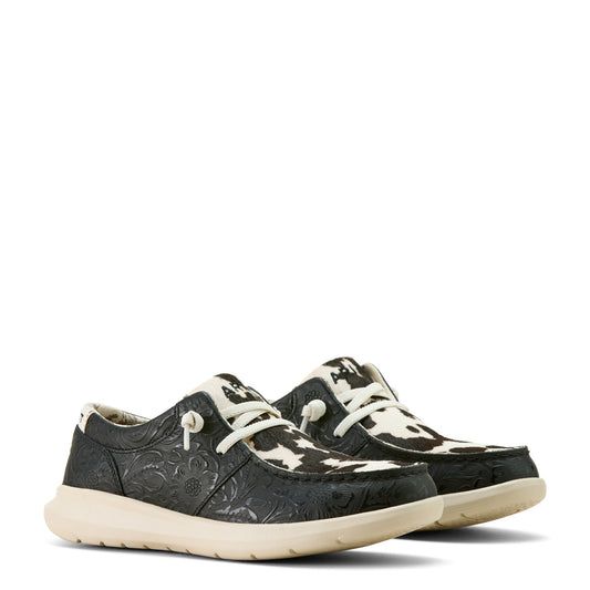 Ariat Women's Hilo Shoe Black Floral Emboss/ Black and White Hair On 10063882