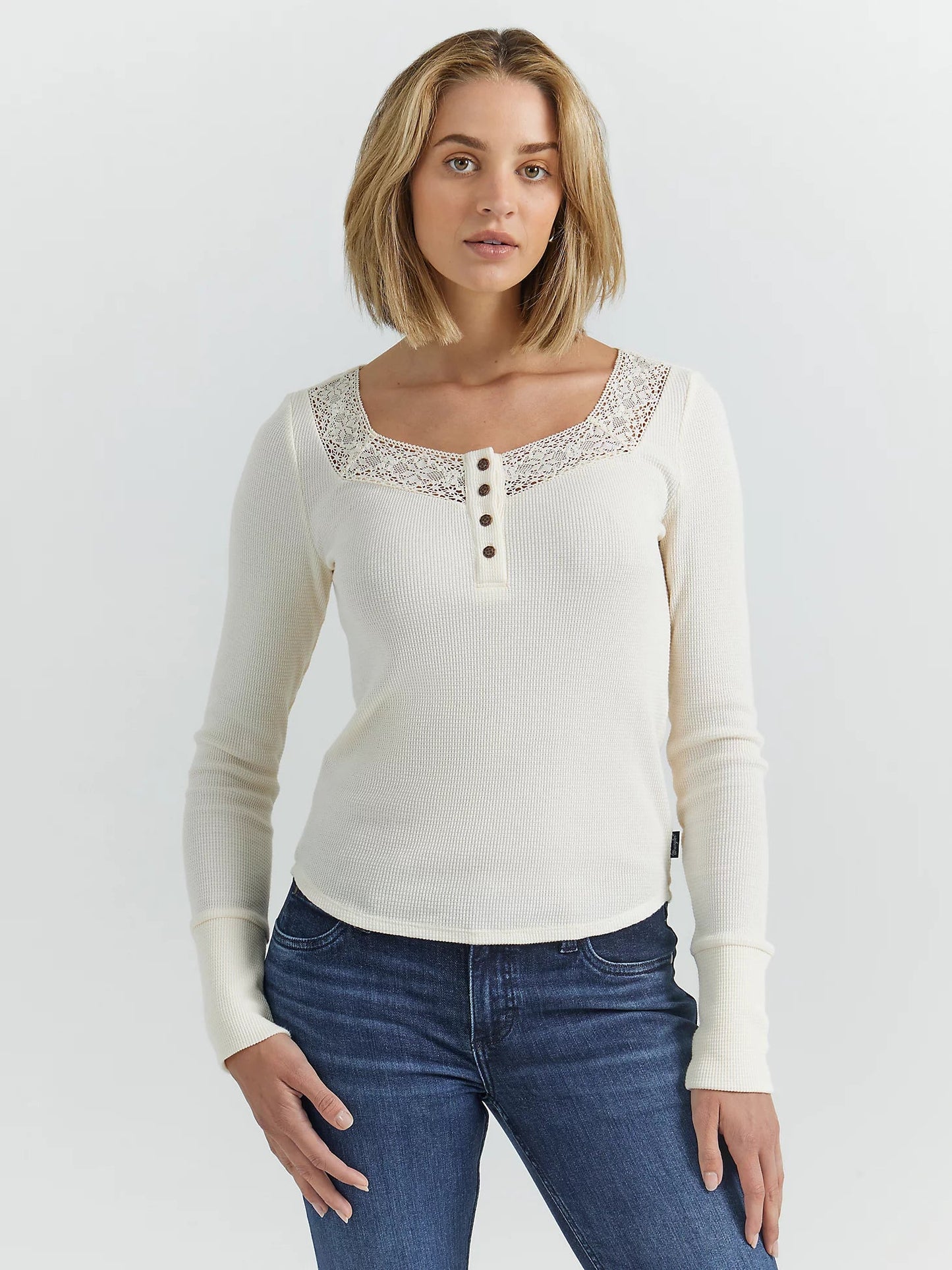 Wrangler Women's Retro Cream Henley Shirt 112352964