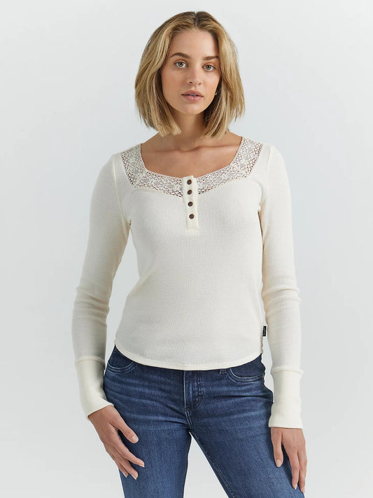 Wrangler Women's Retro Cream Henley Shirt 112352964