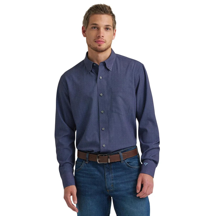 Wrangler x Cody Johnson Men's Classic Fit Long Sleeve Western Shirt Blue/Navy 112385476