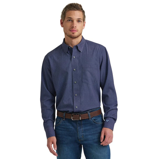 Wrangler x Cody Johnson Men's Classic Fit Long Sleeve Western Shirt Blue/Navy 112385476