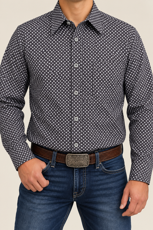 Wrangler x Cody Johnson Men's Classic Fit Long Sleeve Western Shirt Grey/Brown 112385478