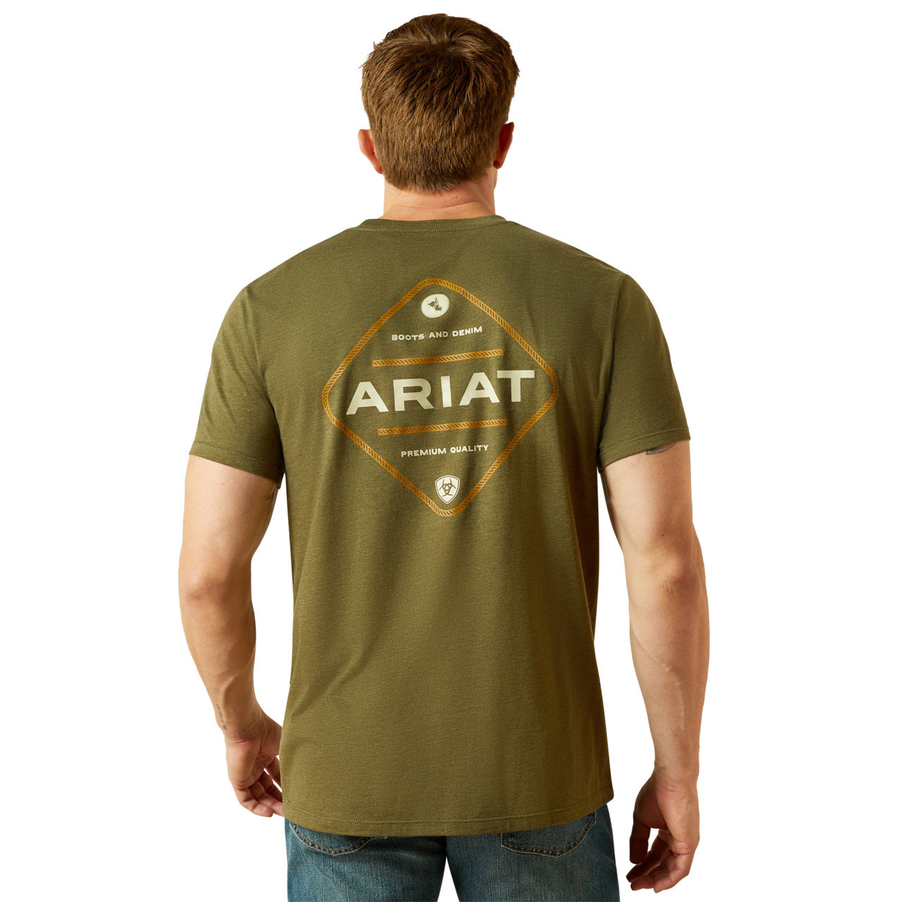 Ariat Men's Military Heather Roped Diamond Short Sleeve Graphic T Shirt 10062414