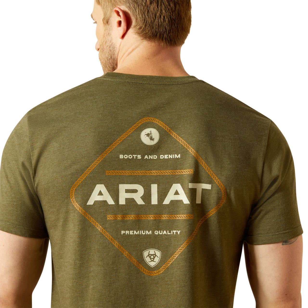 Ariat Men's Military Heather Roped Diamond Short Sleeve Graphic T Shirt 10062414