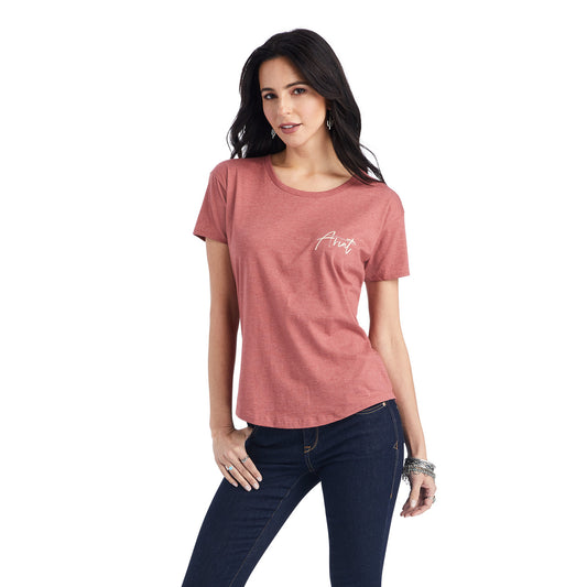 Ariat Women Sunset Lockup Tee Red Clay Heather 10042724