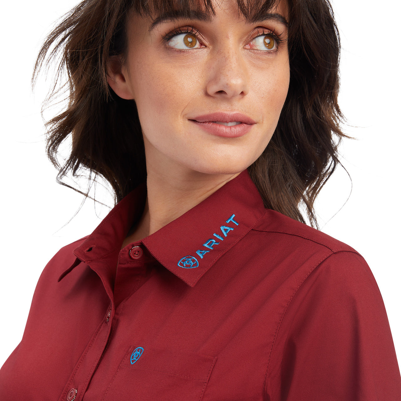 Ariat Women Shirt Team Kirby Straight Rouge Red Button Down 10041434