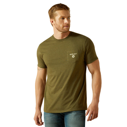 Ariat Men's Military Heather Roped Diamond Short Sleeve Graphic T Shirt 10062414
