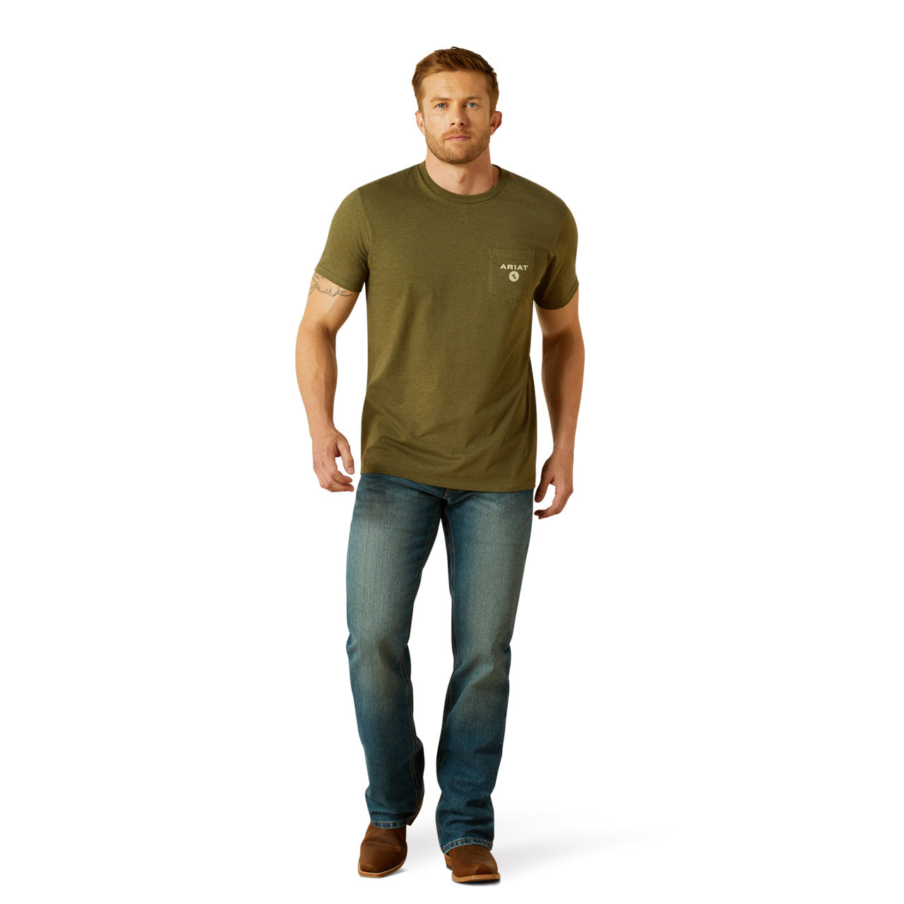 Ariat Men's Military Heather Roped Diamond Short Sleeve Graphic T Shirt 10062414