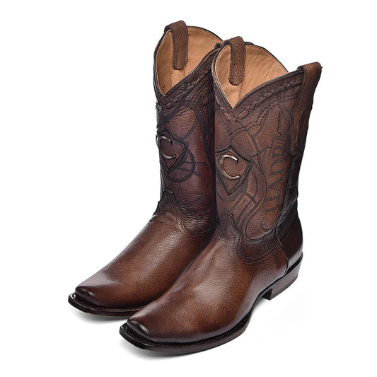 Cuadra CU801 MN Firenze Almond Shadow Deer Laser & Embroidery Narrow Square Toe