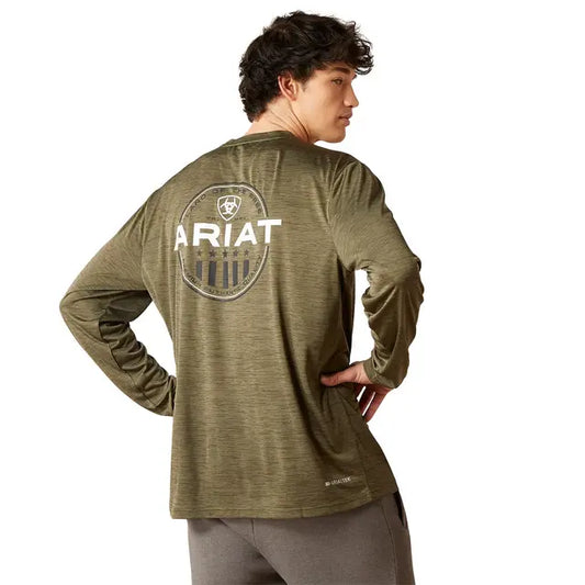 Ariat Mens Charger Roundabout LS Tshrt Brine Olive 10046422