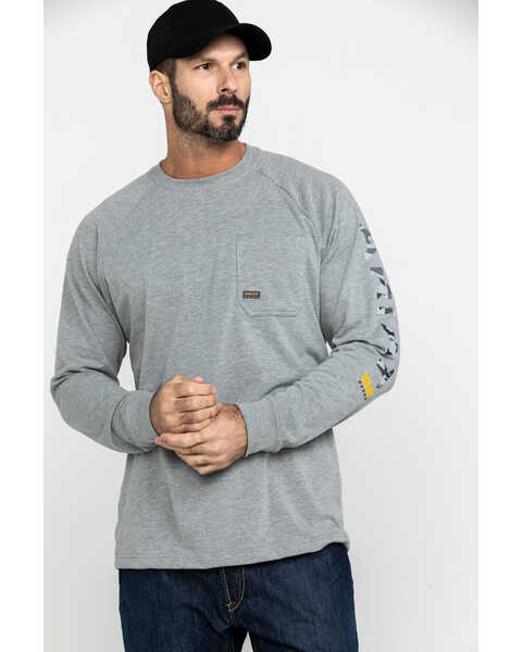 Ariat Mens Rebar Cotton Strong Graphic LS T-Shrt Heather Grey 100279001
