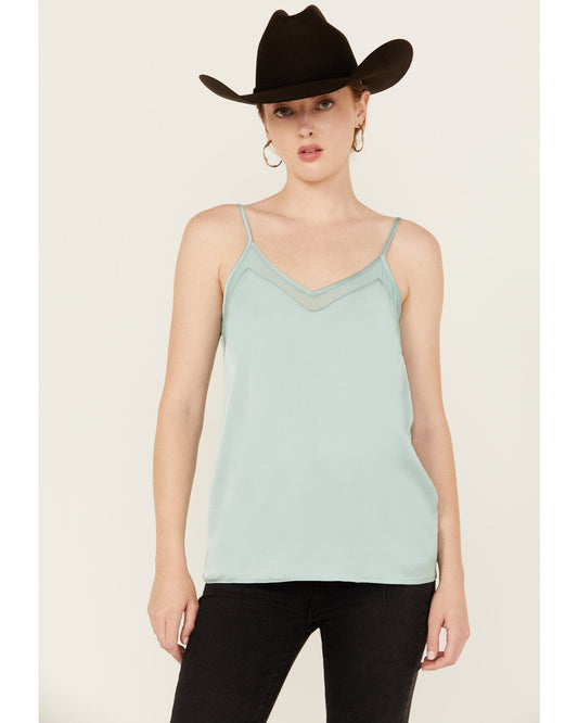 Rock & Roll Denim Women's Mesh Accent Satin Tank BW20T02697