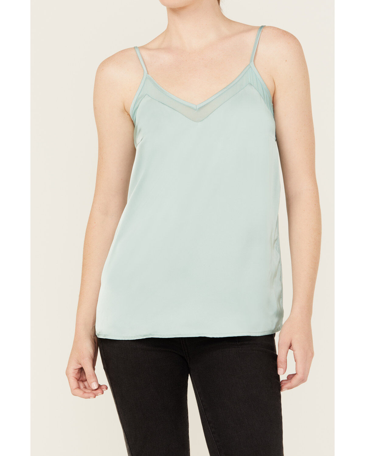 Rock & Roll Denim Women's Mesh Accent Satin Tank BW20T02697