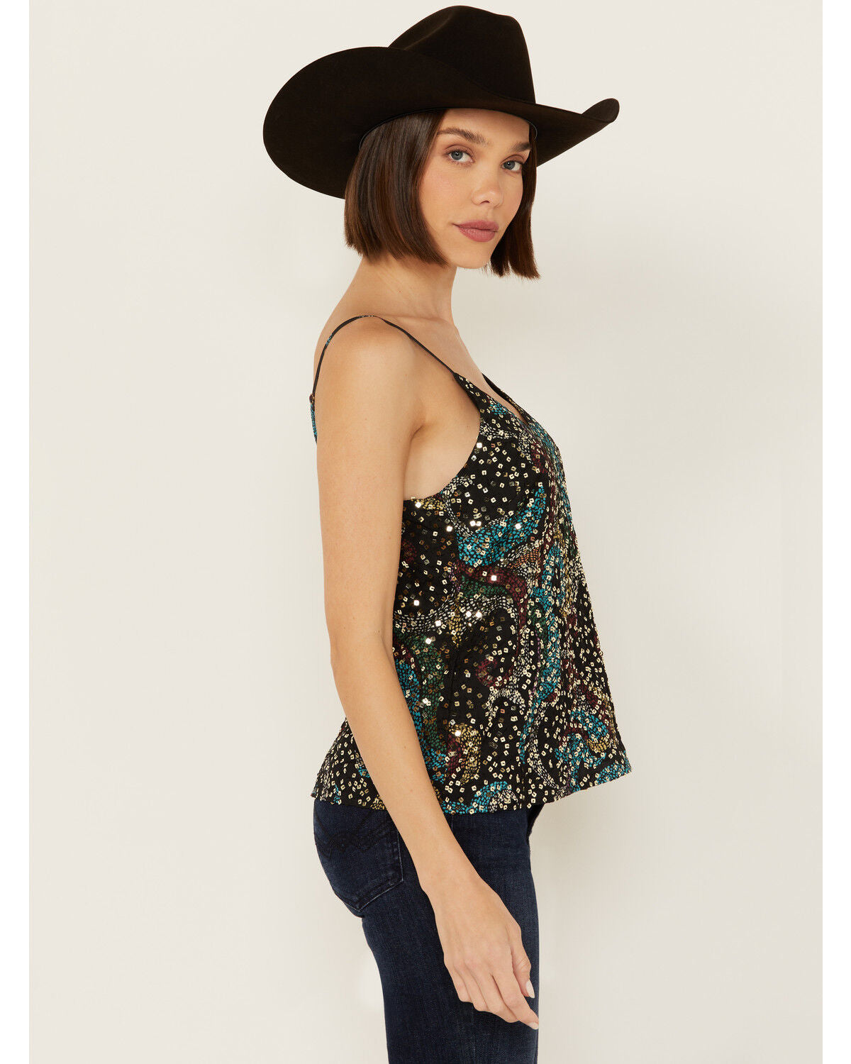 Rock & Roll Denim Women's Sequins Printed Tank BW20T02698