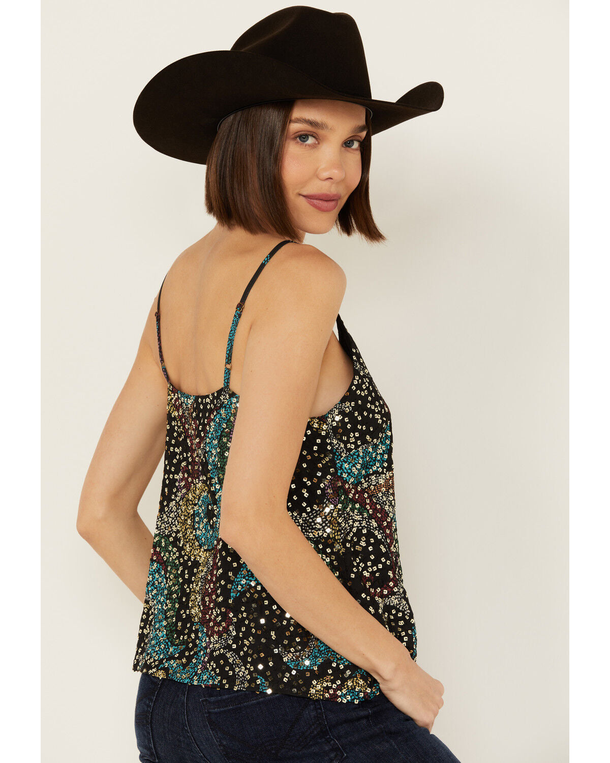 Rock & Roll Denim Women's Sequins Printed Tank BW20T02698