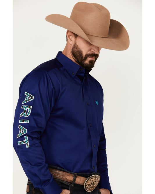 Ariat Mens Team Logo Twill Long Sleeve Royal Blue 10048805