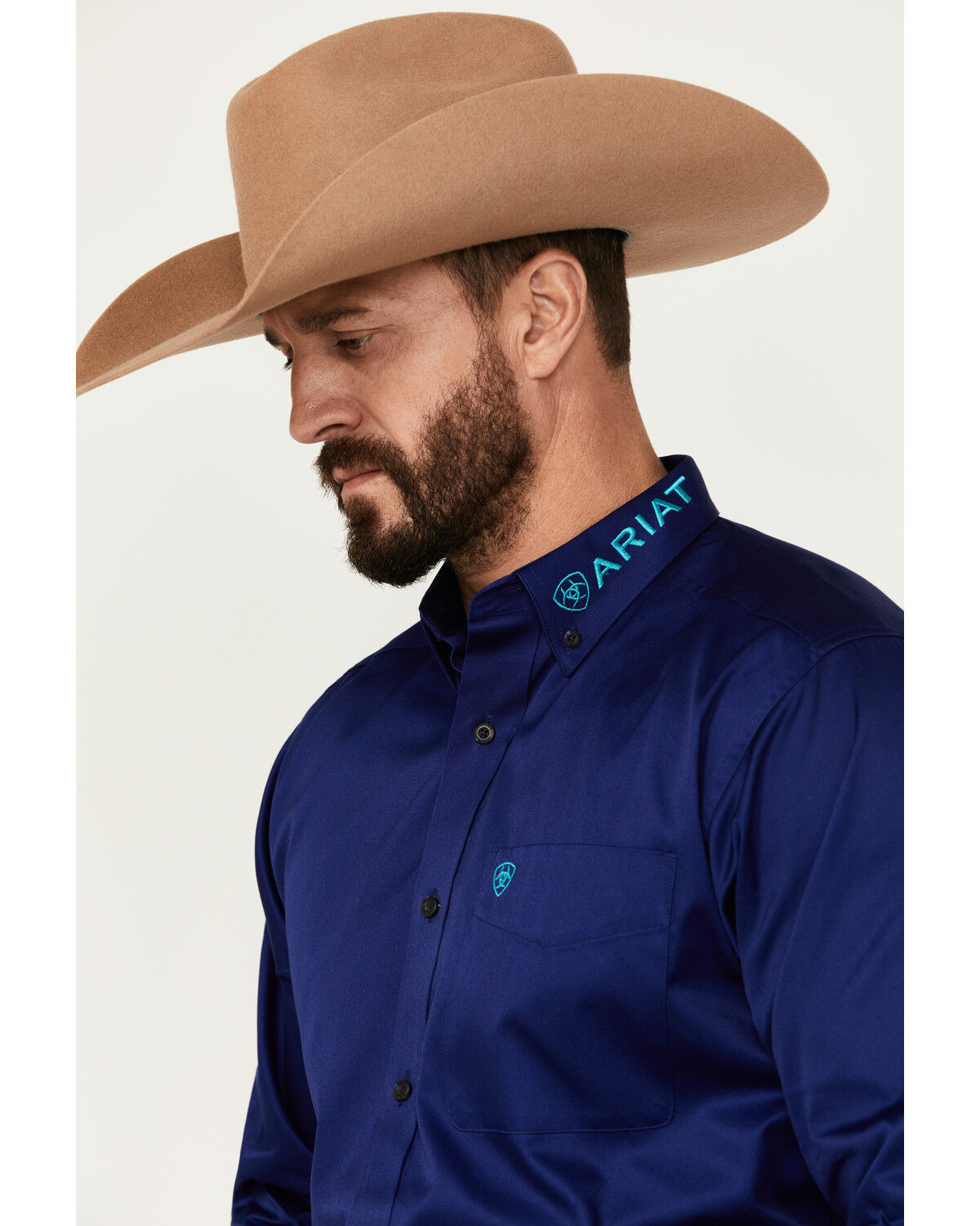 Ariat Mens Team Logo Twill Long Sleeve Royal Blue 10048805
