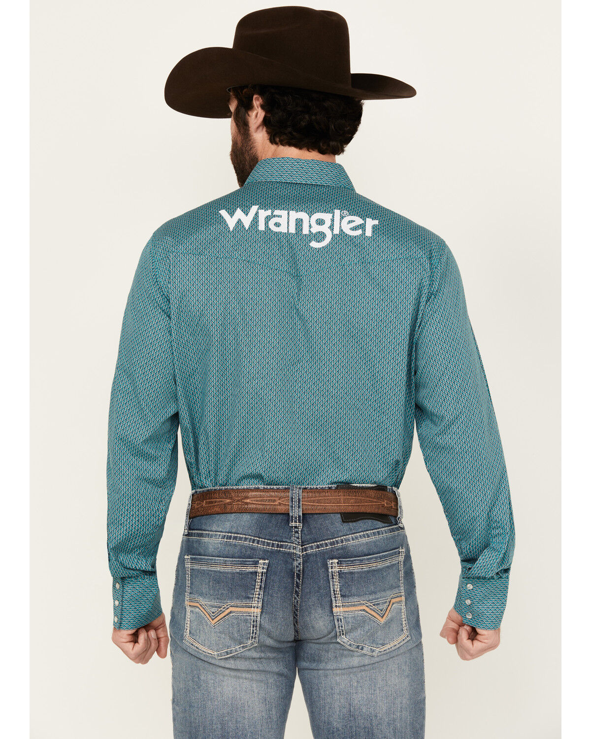 Wrangler Men's Logo Geo Print Long Sleeve Snap Western Shirt 112352384
