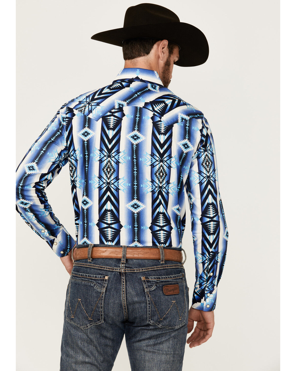 Rock & Roll Denim Men's Southwestern Print Long Sleeve Snap Stretch Western Shirt BMN2S04711