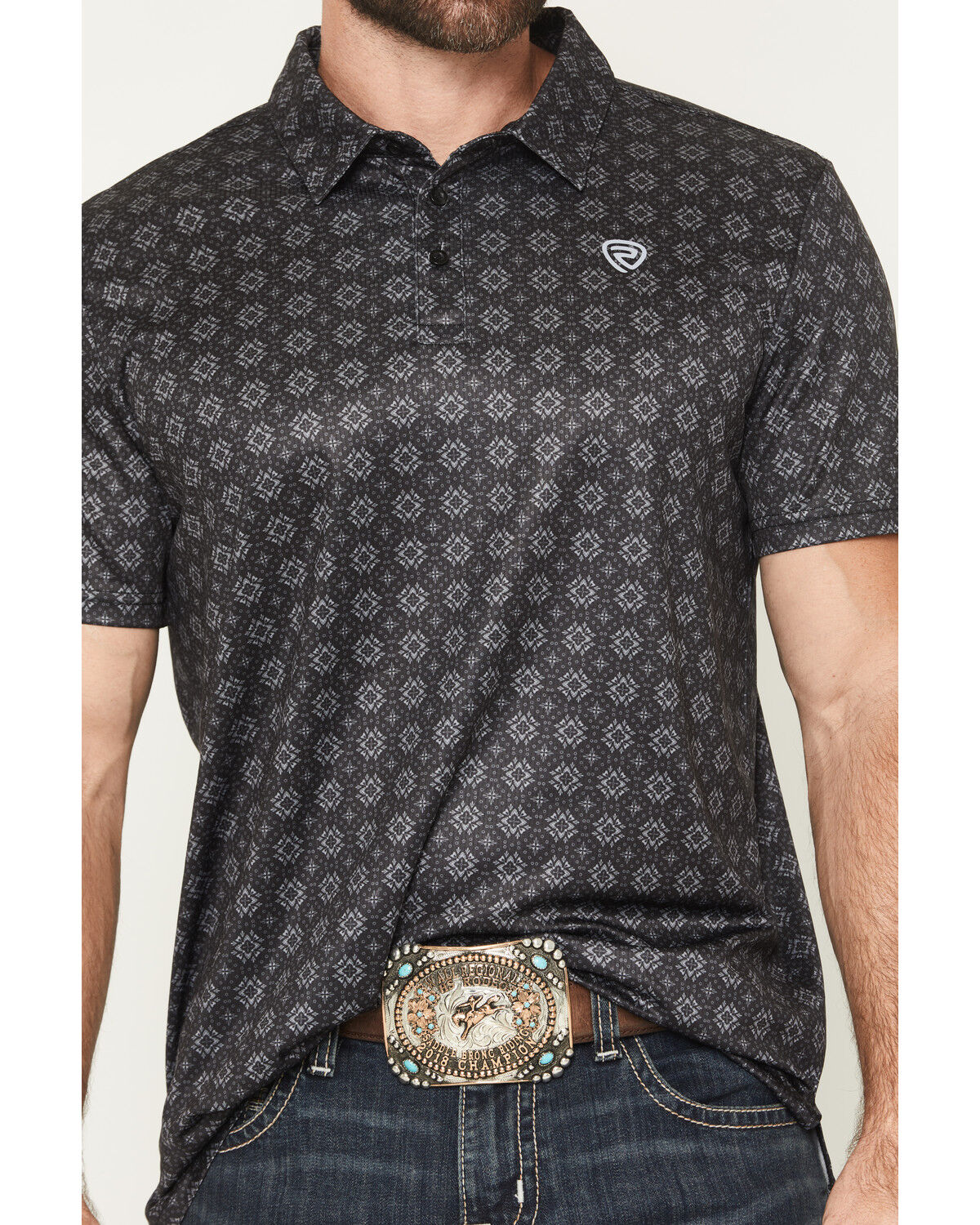 Rock & Roll Mens Medallion Printed Polo BM51T07280
