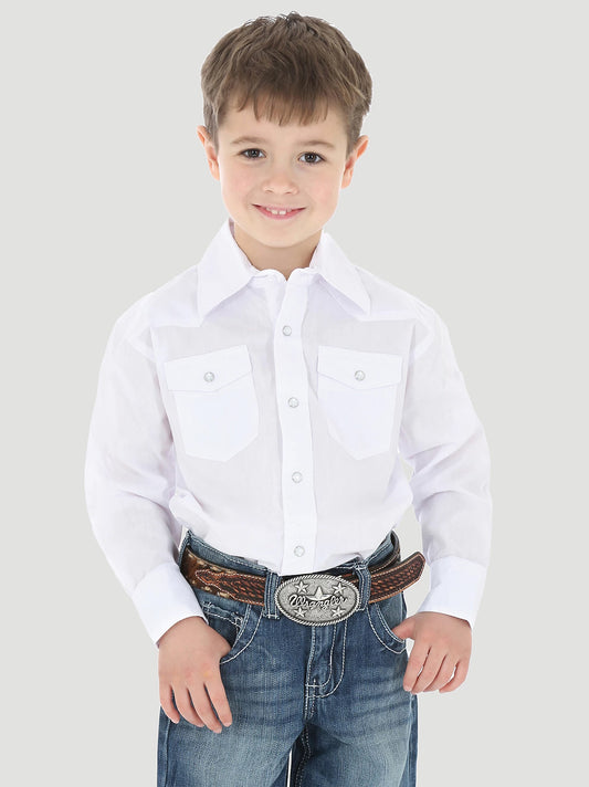 WRANGLER LONG SLEEVE DRESS WHITE SNAP - BOYS SHIRT - 204WHSL