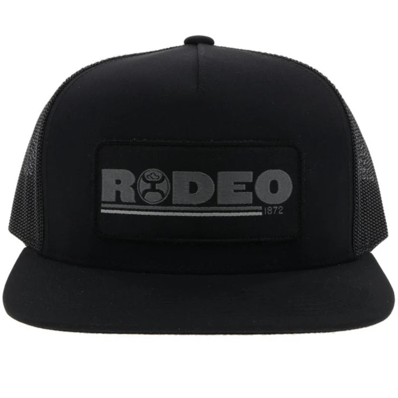 2154T-BK Rodeo  Hooey Black 5-Panel Trucker with Grey Black Patch