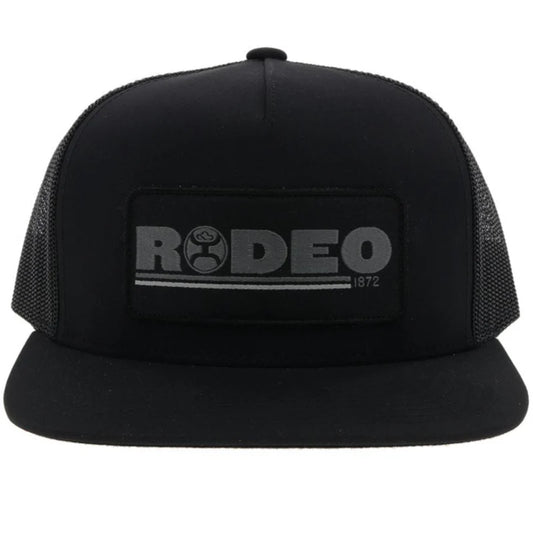 2154T-BK Rodeo  Hooey Black 5-Panel Trucker with Grey Black Patch