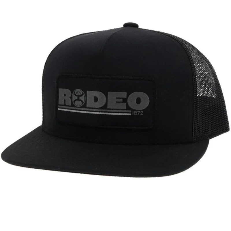 2154T-BK Rodeo  Hooey Black 5-Panel Trucker with Grey Black Patch
