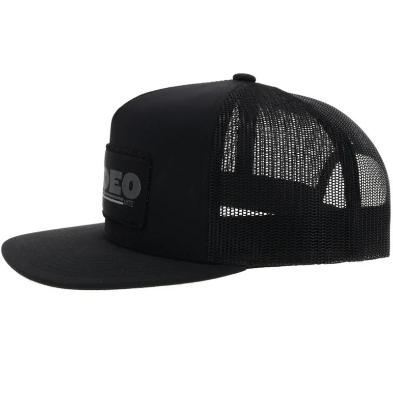 2154T-BK Rodeo  Hooey Black 5-Panel Trucker with Grey Black Patch