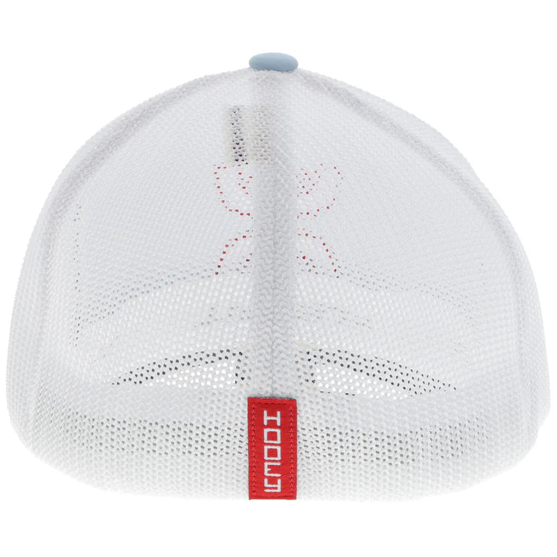 2412BLWH-02 "Coach" FlexFit Hat Light Blue/White w/Red & White Logo L/XL