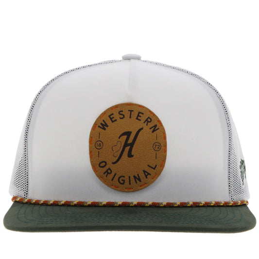 Hooey "Spur" 5-Panel Leather Patch White Snapback Hat 2414T-WH