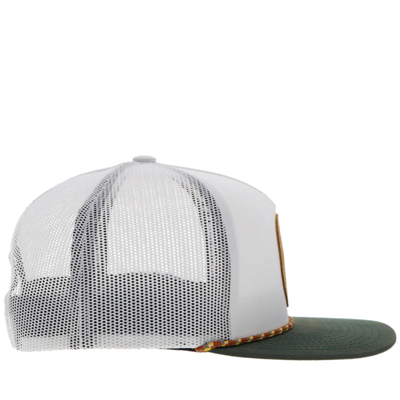 Hooey "Spur" 5-Panel Leather Patch White Snapback Hat 2414T-WH
