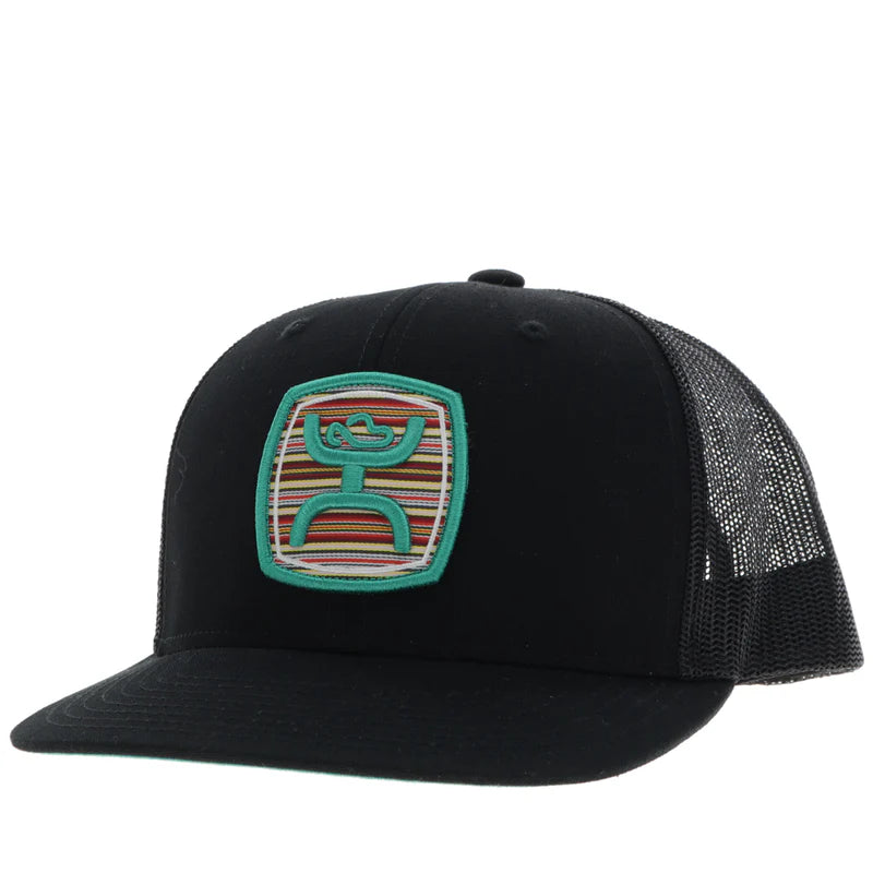 2424T-BK Zenith Hooey Black 6-Panel Trucker with Serape Pattern
