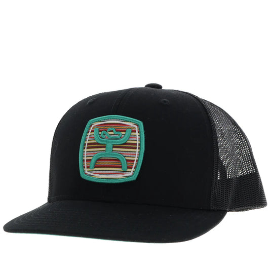 2424T-BK Zenith Hooey Black 6-Panel Trucker with Serape Pattern