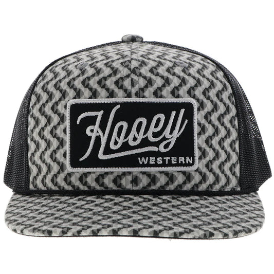 2548T-GYBK Lakota Grey/ Black 5-Panel Trucker with Grey/Black Rectangle Patch
