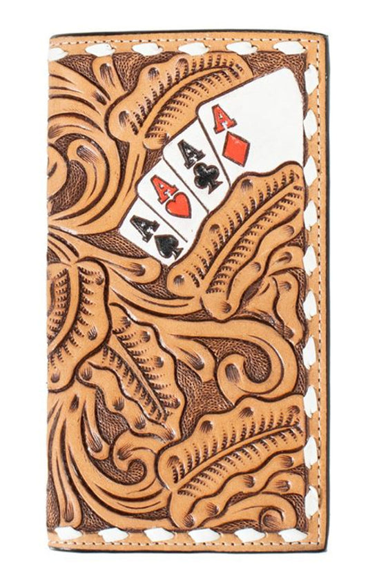 3D Men's Natural Hand Painted Ace Cards Rodeo Wallet D250010448