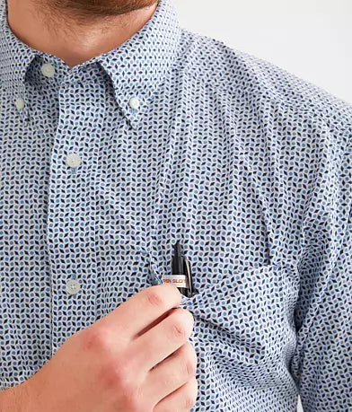 Ariat Men’s Edgar Classic Fit Short Sleeve Button down Shirt Blue Heaven 10051261