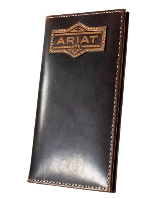 Ariat Mens Brown Leather Stitched Logo Rodeo Wallet  A3566302