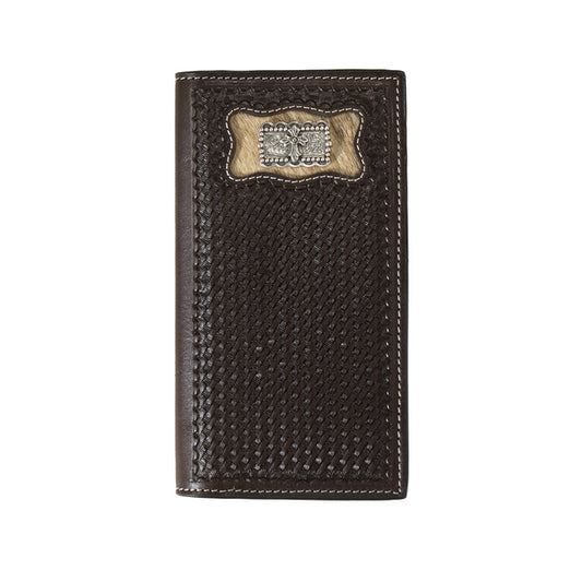 3D Western Wallet Mens Rodeo Calf Hair Cross Concho Brown D250008402