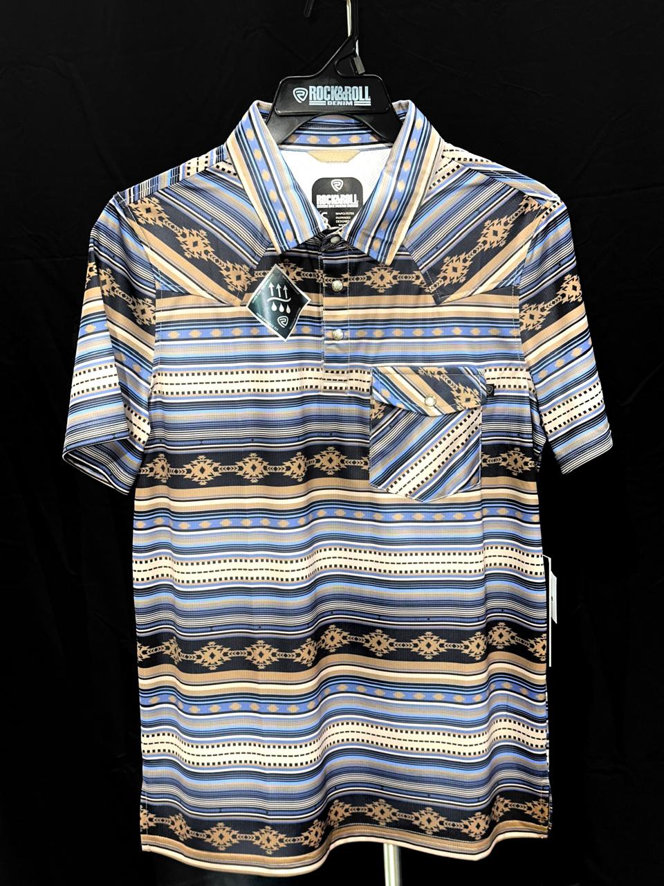 Rock & Roll Men's Denim Polo Blue  BM53T03492