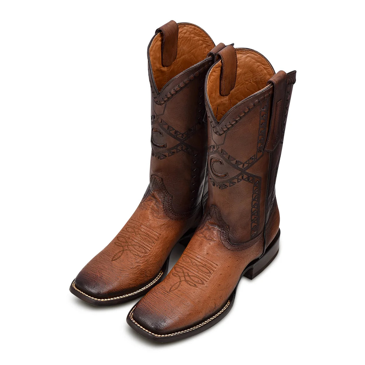 Cuadra Men's Honey Ostrich Belly Square Toe Western Boots CU462