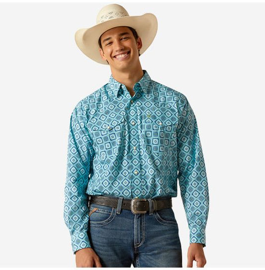 Ariat Mens Pearson SNP LS Shrt Turquoise 10048500